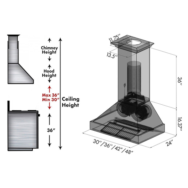 ZLINE Kitchen and Bath, ZLINE Designer Series Wall Mount Range Hood (8667C), 8667C-30,