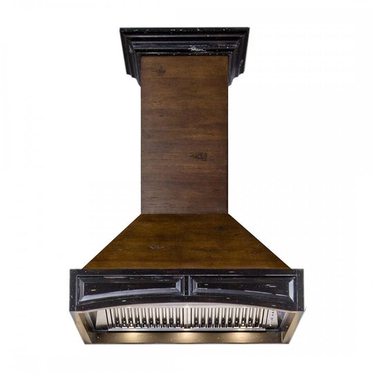 ZLINE 30 in. Wooden Wall Mount Range Hood in Antigua and Walnut - Includes Remote Motor (321AR-RS-30-400)