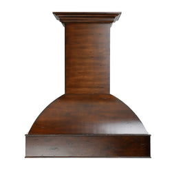 Wooden Wall Mount Range Hood in Walnut and Hamilton - Includes Motor