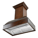 Wooden Wall Mount Range Hood in Walnut and Hamilton - Includes Motor