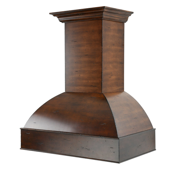 Wooden Wall Mount Range Hood in Walnut and Hamilton - Includes Motor