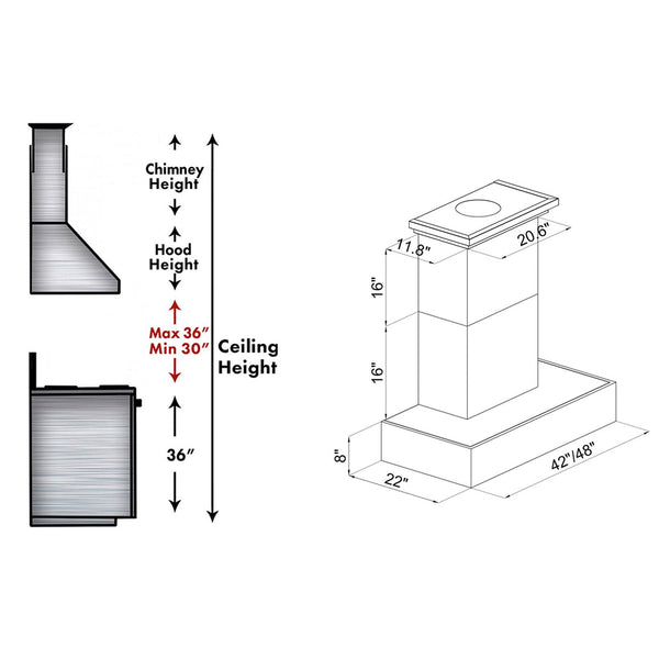 ZLINE 36 in. Remote Blower Ducted Designer Series Wooden Wall Mount Range Hood in Butcher Block (681W-RS-36-400)