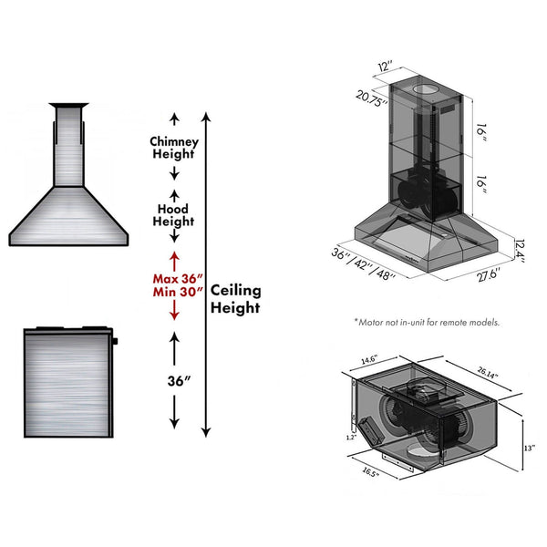 ZLINE Kitchen and Bath, ZLINE Dual Remote Blower Island Mount Range Hood in Stainless Steel (697i-RD), 697i-RD-36,