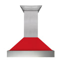 ZLINE Kitchen and Bath, ZLINE DuraSnow Stainless Steel Range Hood with Red Matte Shell (8654RM), 8654RM-30,