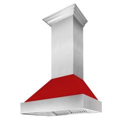 ZLINE Kitchen and Bath, ZLINE DuraSnow Stainless Steel Range Hood with Red Matte Shell (8654RM), 8654RM-30,