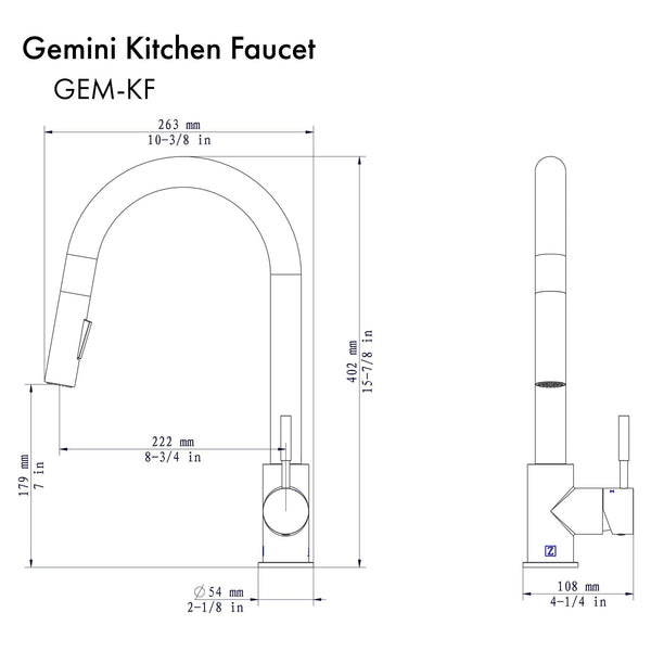 ZLINE Gemini Kitchen Faucet (GEM-KF) - Rustic Kitchen & Bath - Faucet - ZLINE Kitchen and Bath