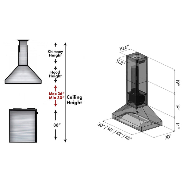 ZLINE Kitchen and Bath, ZLINE Island Mount Range Hood in Stainless Steel (597i), 597i-30,