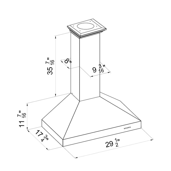 ZLINE Wall Mount Range Hood in DuraSnow Stainless Steel (8KL3S)