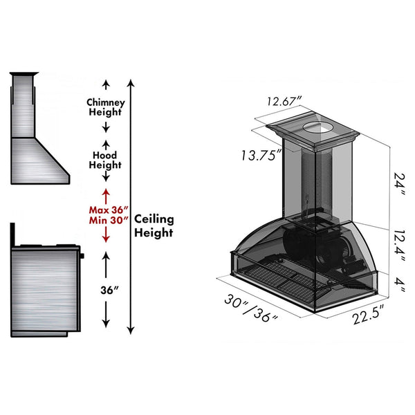 ZLINE Kitchen and Bath, ZLINE Unfinished Wooden Wall Mount Range Hood - Includes Motor (369UF), 369UF-30,