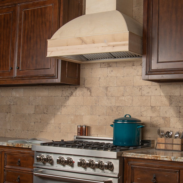 ZLINE Kitchen and Bath, ZLINE Unfinished Wooden Wall Mount Range Hood - Includes Remote Blower (369UF), 369UF-RD-30,