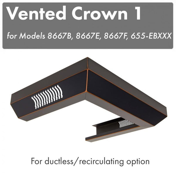 ZLINE Vented Crown Molding Profile 1 For Wall Mount Range Hood (CM1V-8667B) - Rustic Kitchen & Bath - Vented Crown - ZLINE Kitchen and Bath