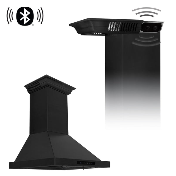 ZLINE Wall Mount Range Hood in Black Stainless Steel with Built-in CrownSound Bluetooth Speakers (BSKBNCRN-BT) - Rustic Kitchen & Bath - Range Hood Accessories - Rustic Kitchen & Bath