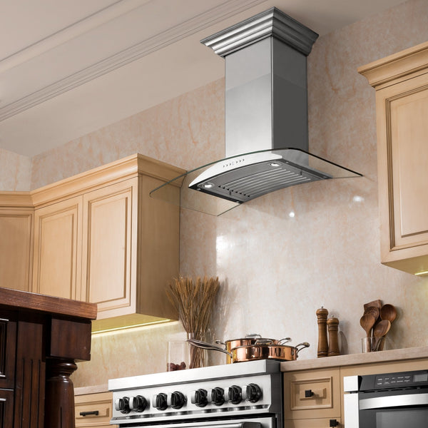 ZLINE Kitchen and Bath, ZLINE Wall Mount Range Hood In Stainless Steel & Glass (KN), KN-30,