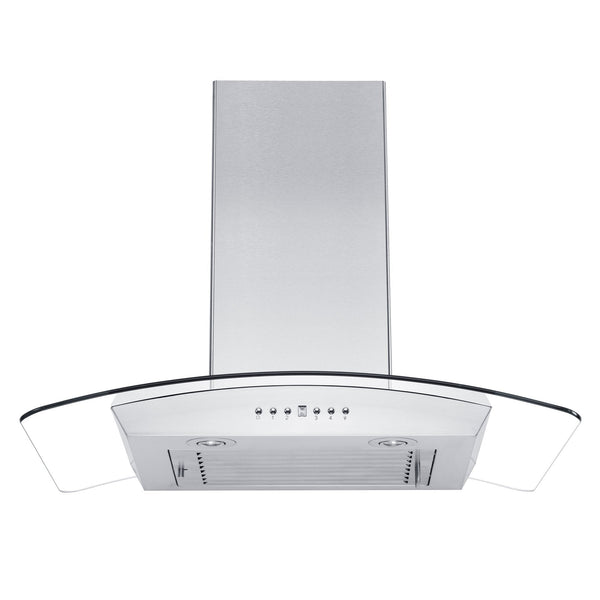 ZLINE Kitchen and Bath, ZLINE Wall Mount Range Hood In Stainless Steel & Glass With Crown Molding (KZCRN), KZCRN-30,