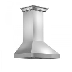 ZLINE Kitchen and Bath, ZLINE Wall Mount Range Hood in Stainless Steel with Crown Molding (597CRN), 597CRN-30,