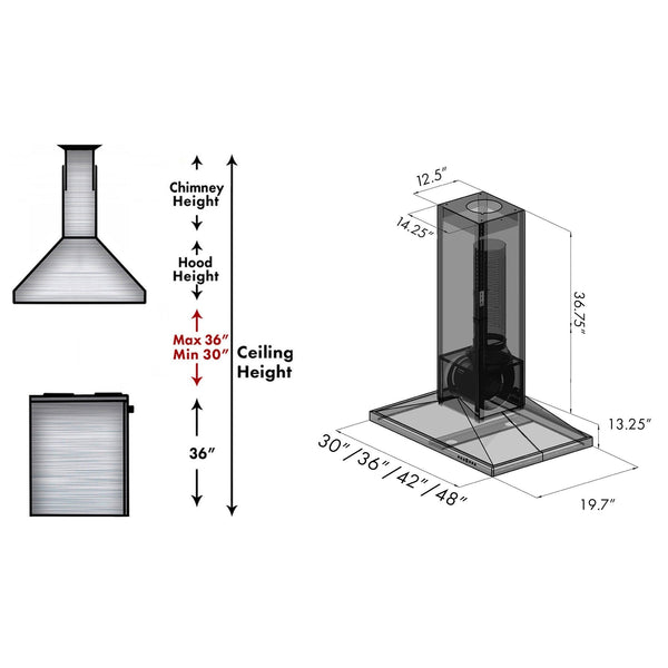 ZLINE Kitchen and Bath, ZLINE Wooden Island Mount Range Hood in Walnut - Includes Remote Motor (KBiRR-RS-400), KBiRR-RS-30-400,