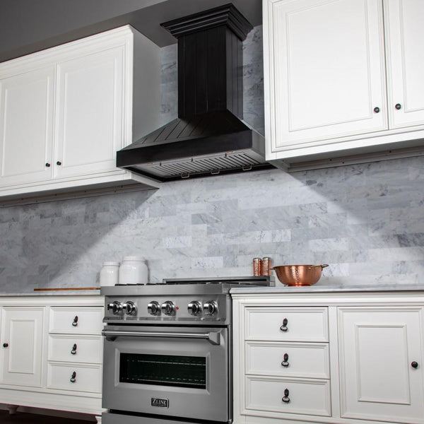ZLINE Kitchen and Bath, ZLINE Wooden Wall Mount Range Hood In Black - Includes Motor (KPCC), KPCC-30,
