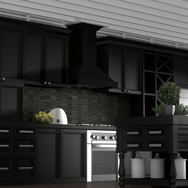 ZLINE Kitchen and Bath, ZLINE Wooden Wall Mount Range Hood in Black - Includes Remote Motor (KBCC), KBCC-RD-30,