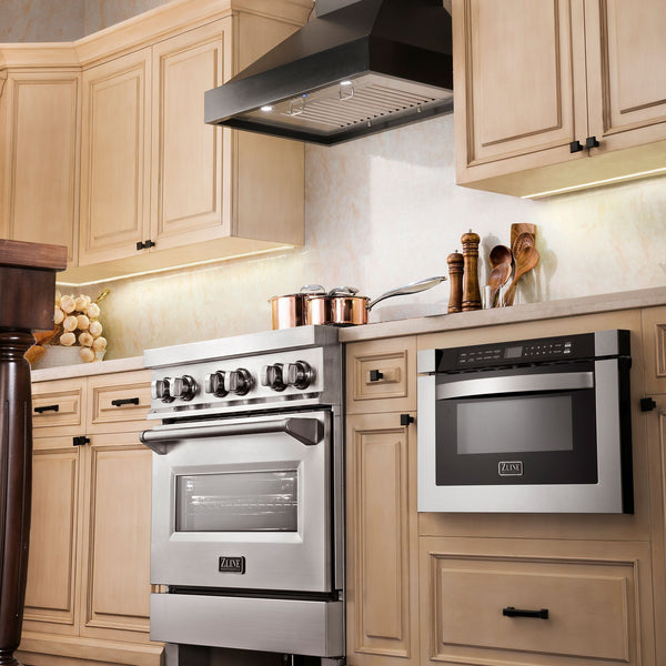 ZLINE Kitchen and Bath, ZLINE Wooden Wall Mount Range Hood in Black - Includes Remote Motor (KBCC), KBCC-RD-30,